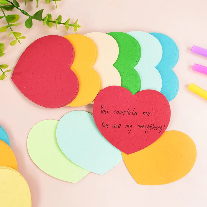 50sheets Colorful Heart Sticky Notepad Memo Pad Message Annotation Paper Stationery Office School Supplies Valentine's Day Decor