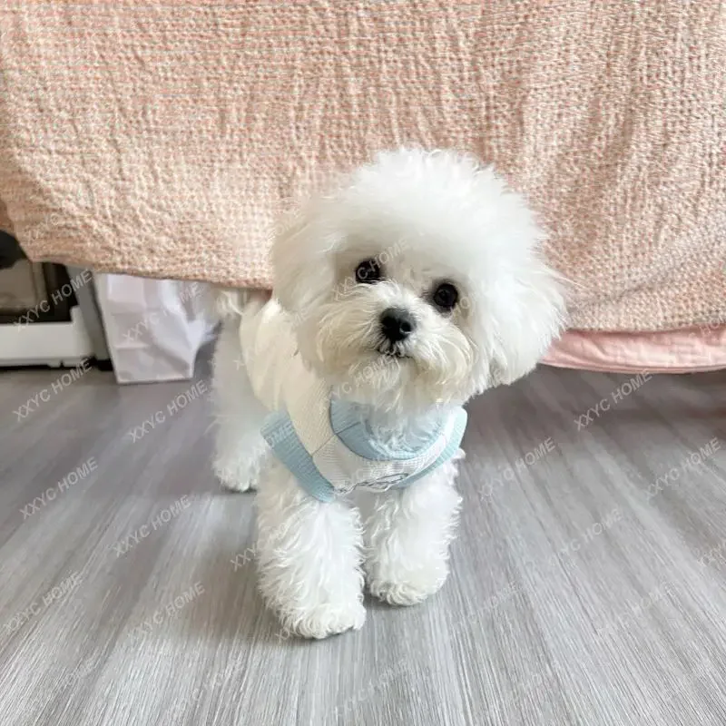 Cute pet dog dog clothes contrasting color waffle vest spring and summer new Maltese than bear teddy loungewear