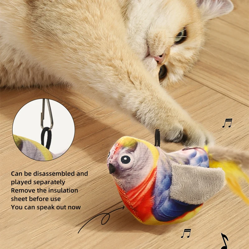 HOOPET Simulation Bird Interactive Funny Cat Stick Toy Furry Feather Bird Sucker Cat Stick Toy Kitten Playing Pet Accessories