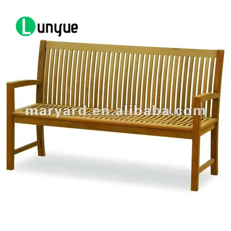 Outdoor Teak Bench Solid Wood Patio Furniture Durable Garden Park Seating Weather Resistant Natural Finish for Backyard Deck
