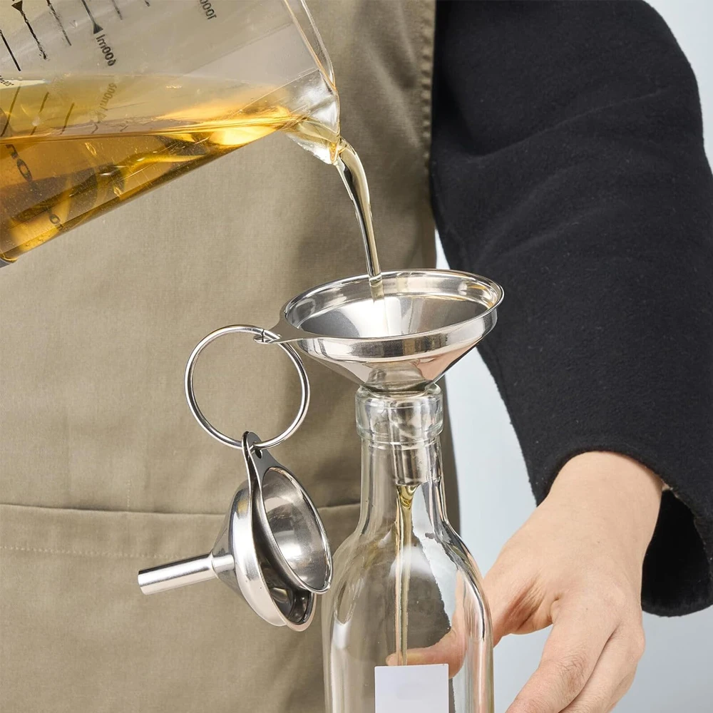3/4 Pcs Metal Stainless Steel Funnels Food Grade Kitchen Funnels Mini Funnels For Transferring Essential Oils Liquid