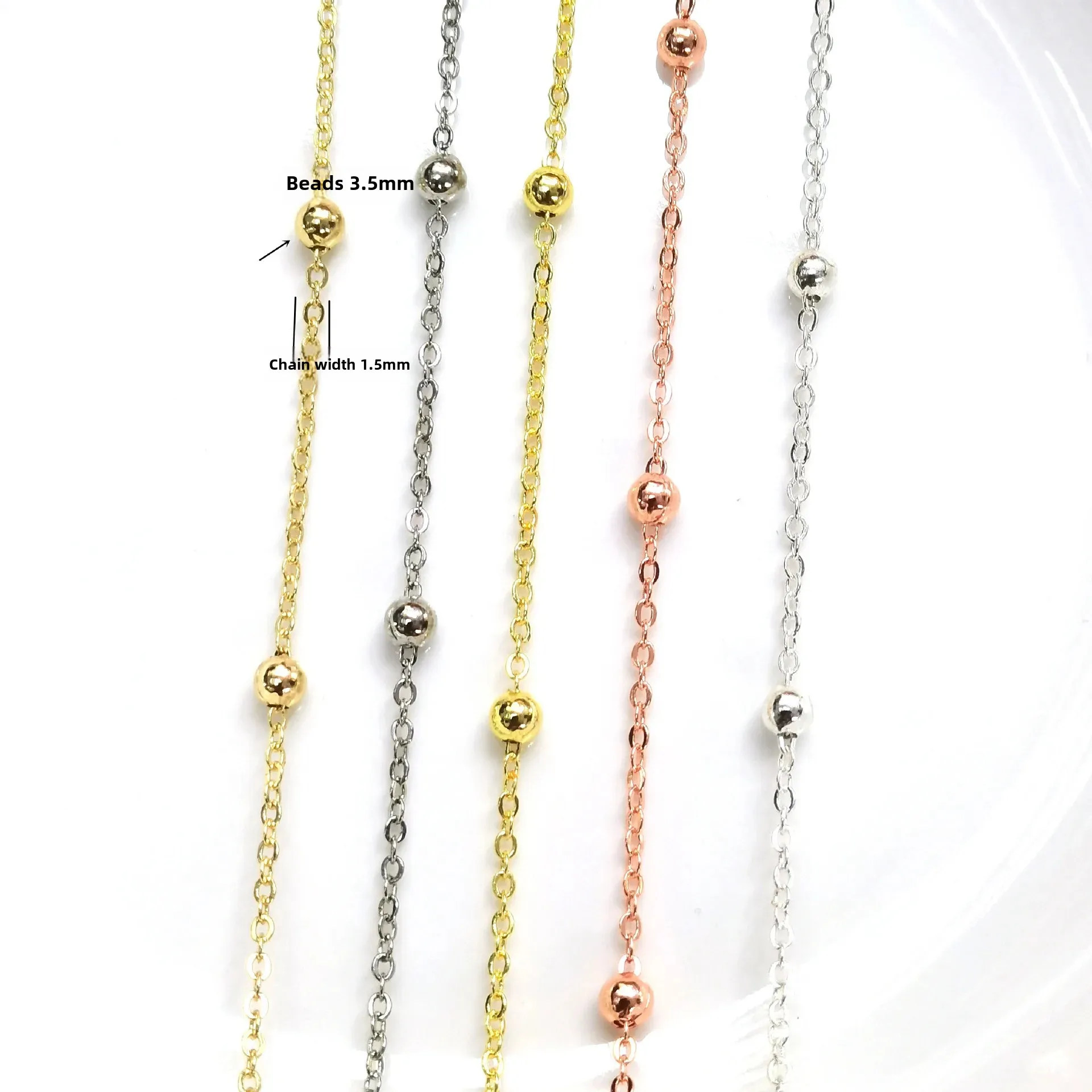 14k Gold Plated Colorful 3.5MM Bead Chain Clip O-Shape Bead Link Necklace Bracelet Earring Accessories From China Mainland