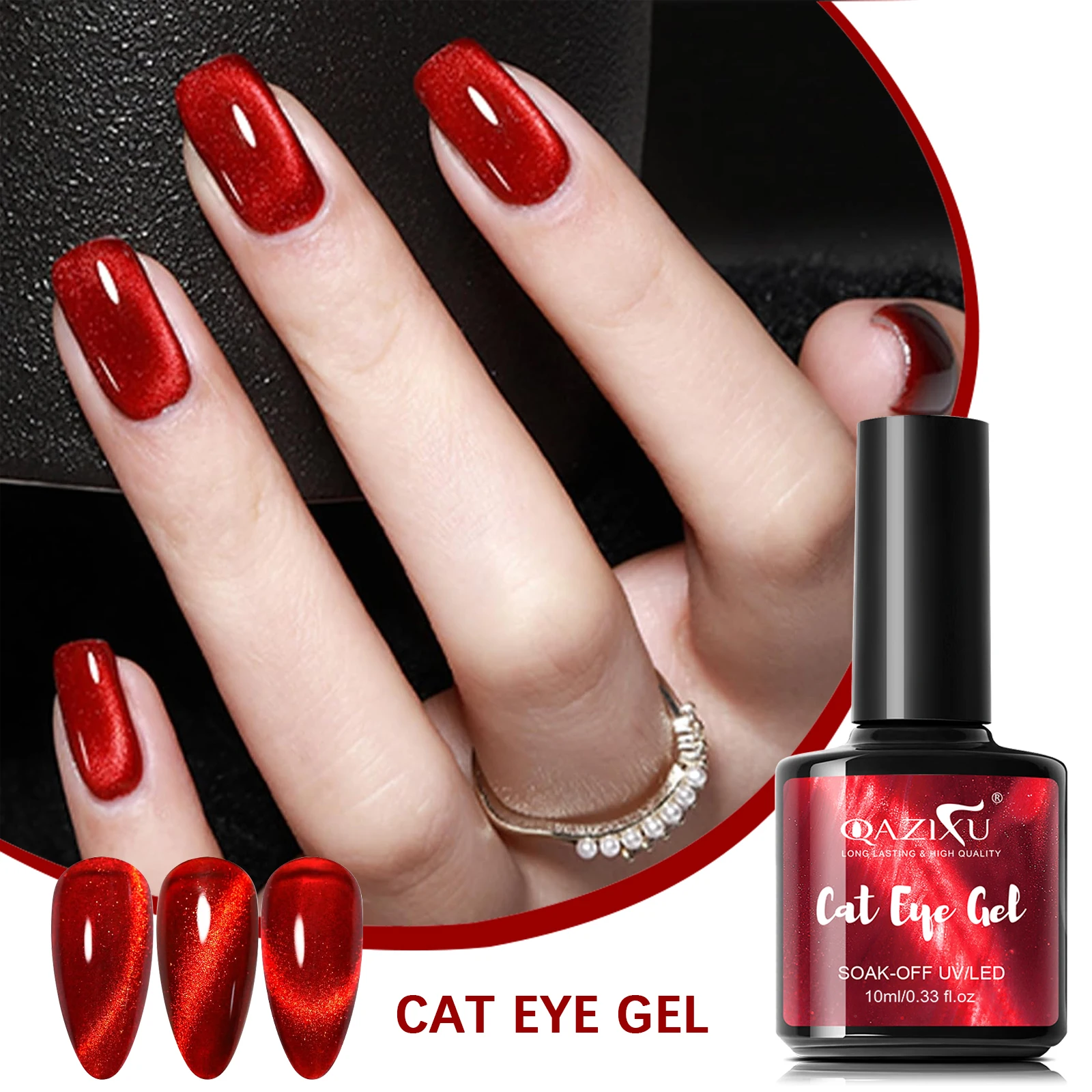 

Набор гель-лаков для ногтей с эффектом кошачьего глаза, 1/6 шт., красный, с блестками, для самостоятельного маникюра, полуперманентный, для салонов, УФ/LED-отверждение, снимаемый методом замачивания.