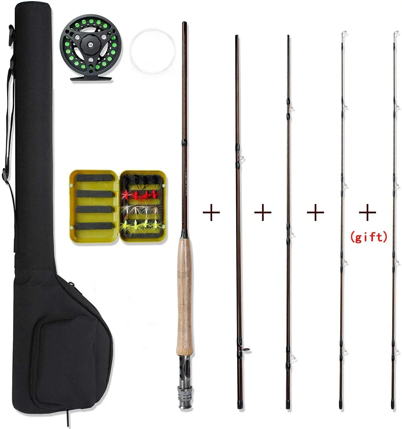 

4-section Portable Fly Fishing Rod Set 2.43 Meters High Carbon Fly Reel Set Line/ Bait /rod /bag Combination Fliegenfischen Comb