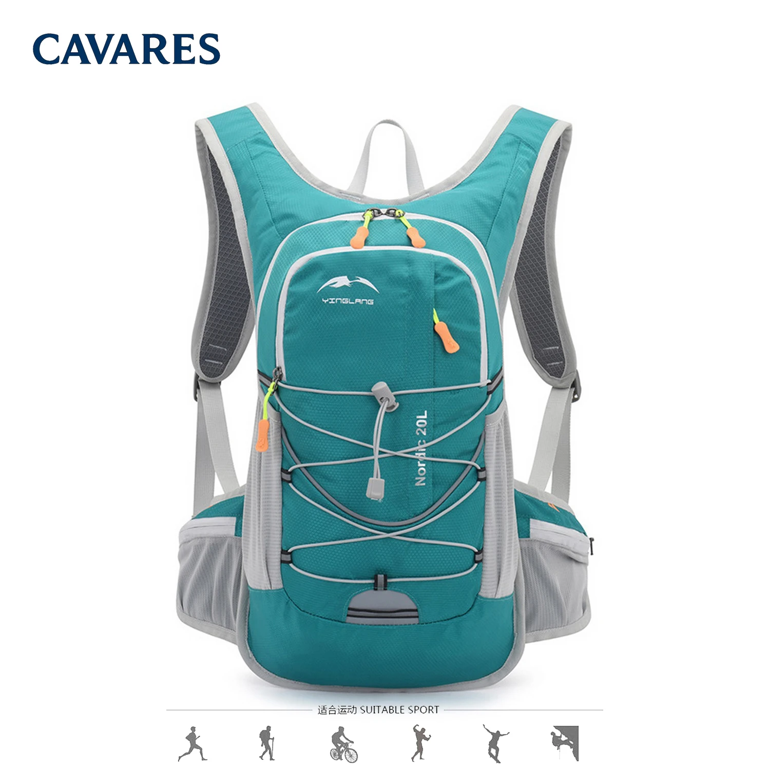 

Nylon Waterproof Sports Backpack Men Women Larger Capacity Hiking Climbing Cycling Running Marathon Backpack with 2L Water Bag