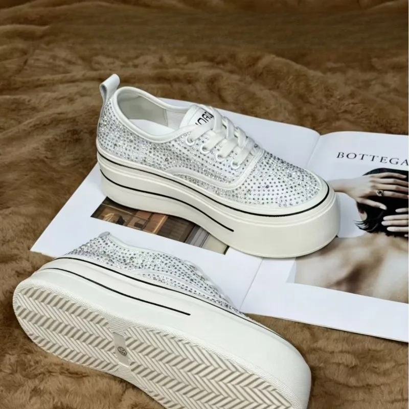 Fashion Womens Shoes Luxury Rhinestone Casual Shoes for Woman New Korean Version Chunky Sneakers Designer Shoes Zapatos De Mujer view 3