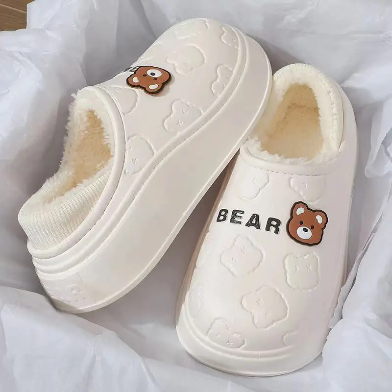 شباشب قطنية مقاومة للماء للنساء، أحذية كاجوال شتوية قطيفة شتوية دافئة داخلية من القطن المنفوش أحذية منزلية غير قابلة للانزلاق #1