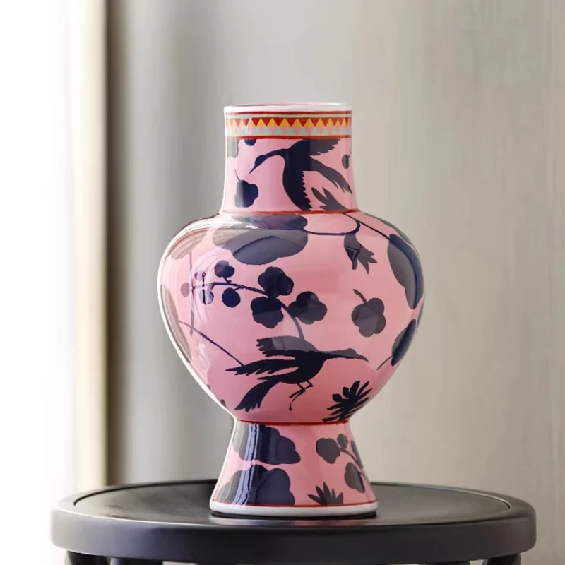 Hand-Painted Ceramic Vase Elegant Home Vase Decoration Living Room Dining Table Ornament Aesthetic Art Crafts Flower Distributor