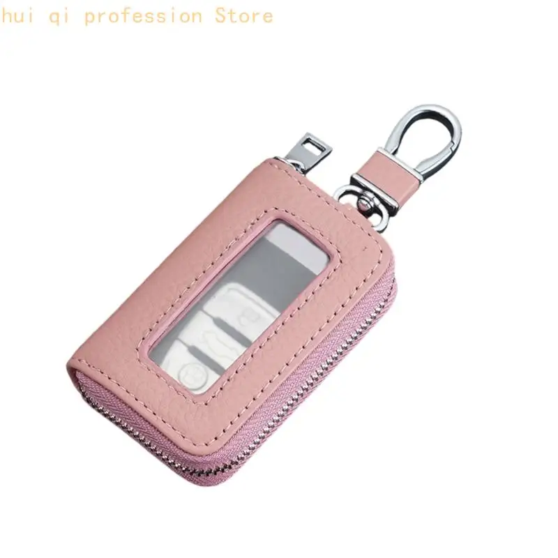 Retro-Business-Stil Autoschlüsselhalter PU-Ledertasche mit Schnellzugriffsfenster H8WE – Detail 5