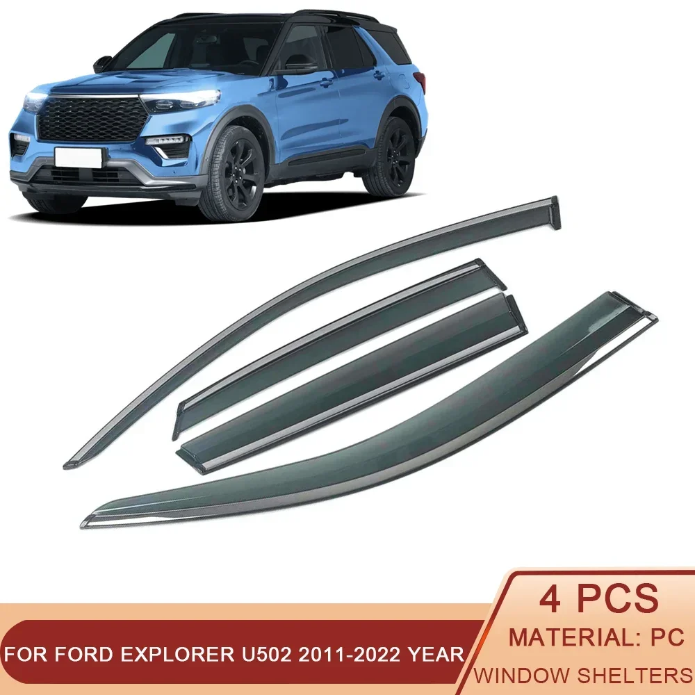 

For FORD Explorer U502 2011-2023 Car Window Sun Rain Shade Visors Shield Shelter Protector Cover Trim Frame Sticker Accessories