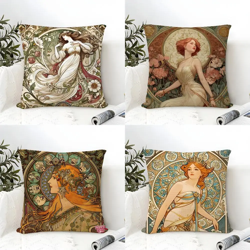 Art A-Alphonse M-Mucha Master Pillow Case linen pillow case sofa home decor cushion cover cushion cove
