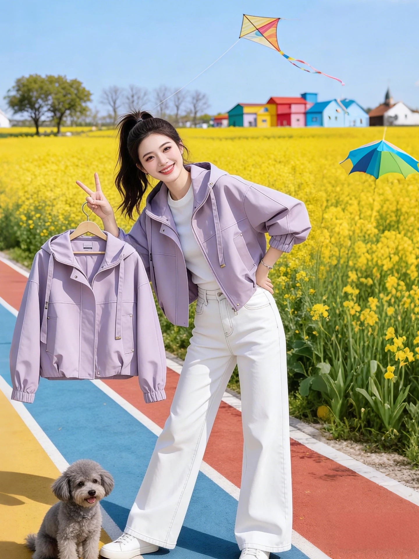 

Fashionable Anti-Aging Short Hooded Jacket 2026 New Spring Autumn Bestselling Women's Purple Youthful Jacket Top