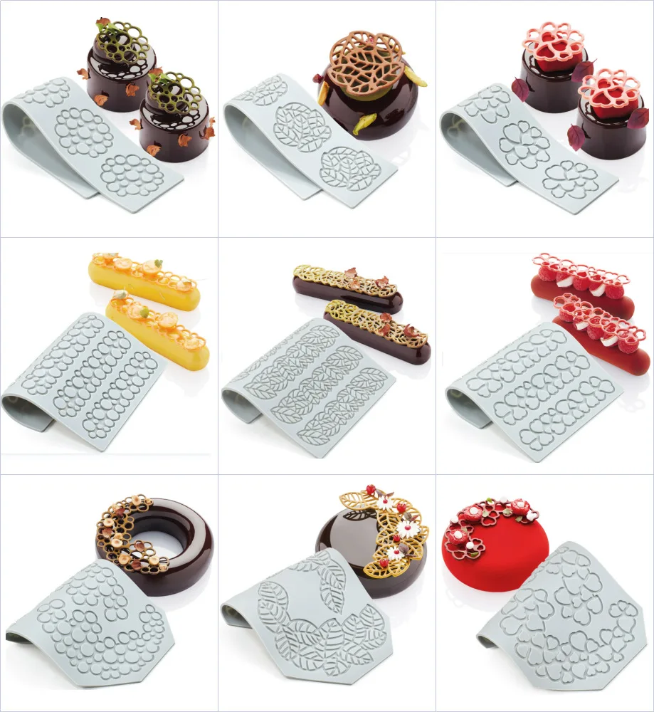 Multi-style Cake Lace Cushion Love Bubble Leaf Molecular Cuisine Creative Chinese Food Plate Silicone Mold Kitchen Accessories