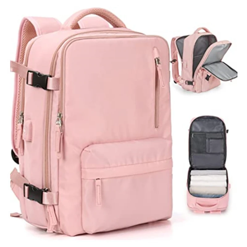 

Oxford Leisure Travel Bag Portable Storage Double Shoulder Bags Women Casual Travel USB Zipper Solid Backpack Laptop Backpacks