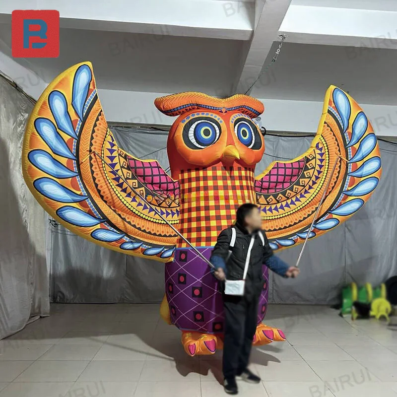 Inflatable owl, animal-shaped inflatable model, with blower, parade inflatable mascot costume, walking inflatable owl costume