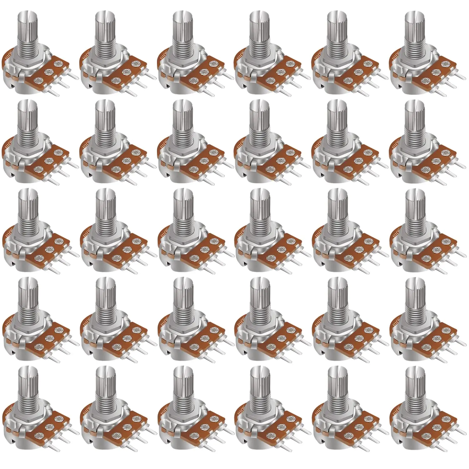 5Sets WH148 15mm 3 Pin Linear Taper Rotary Potentiometer Resistor 1K 2K 5K 10K 20K 50K 100KΩ Ohm For Arduino With AD2 White Knob
