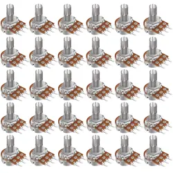 5Sets WH148 15mm 3 Pin Linear Taper Rotary Potentiometer Resistor 1K 2K 5K 10K 20K 50K 100KΩ Ohm For Arduino With AD2 White Knob