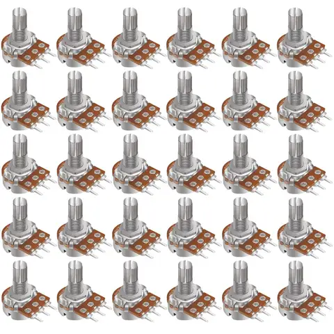 5 ชุด WH148 15 มม.3 Pin Linear Taper Potentiometer โรตารี่ตัวต้านทาน 1K 2K 5K 10K 20K 50K 100KΩ Ohm สําหรับ Arduino AD2 ลูกบิดสีขาว