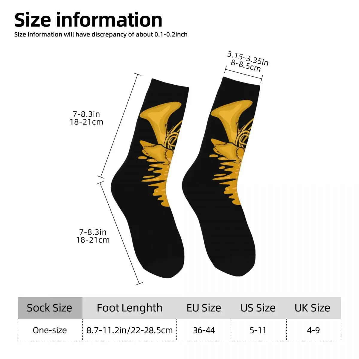 French Horn Player Socks Harajuku High Quality Stockings All Season Long Socks Accessories for Man's Woman's Gifts