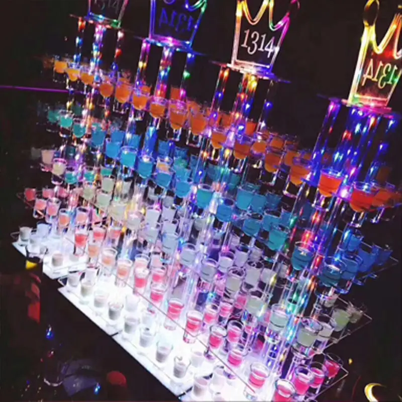 Custom. Glowing Cocktail Rack Bar Rotating Colorful Skyscraper Bullet Cup Rack KTV Glowing Wine Glass Rack