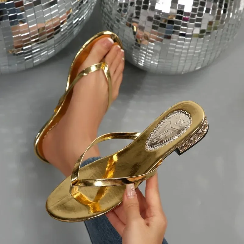 Women Luxury Bling Slippers Summer Fashion Casual Sandals Outdoor Office Shoes Party Elegant Sexy Flats Slippers Slides Women
