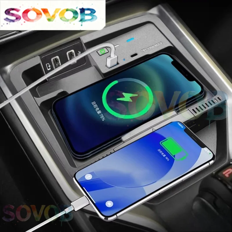 Carregador Sem Fio para Console Central Haval H5 2023 e GWM Poer/KingKong 2024 - Suporte de Carregamento Rápido para Celular no Interior do Carro