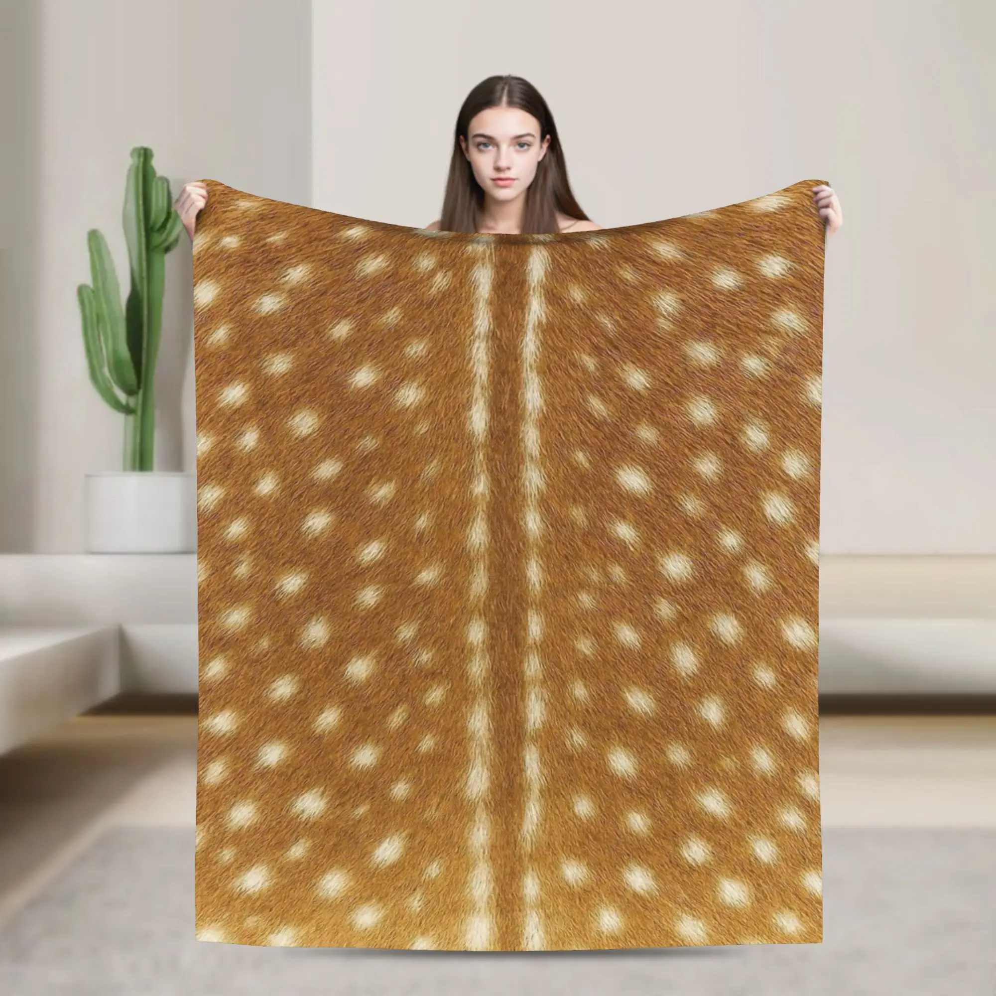 Brown Base Light Antelope Spot Accessories Blanket Ultra-Soft Flannel  Throw Blankets Relax Bedspreads