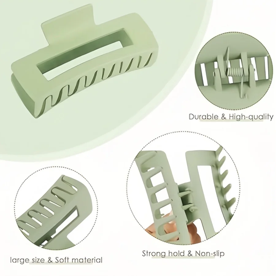 

1PC Big Matte Rectangle Hair Claw-Strong Hold Non-Slip for Thick Hair, Fashion Hair Accessories for Women,Cute Square Claw Clips