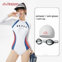 Kappa Women One Piece Professional Plus Size Push Up Competition costume da bagno manica lunga Beach Wear surf Swim Glasses Swim Cap