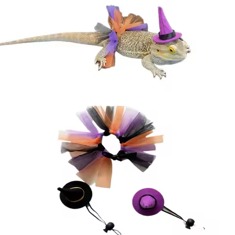 Funny Mini Pet Halloween Costume Soft Comfortable Halloween Lizard Clothes Decorative Tutu Skirt Lizard Witch Costume Set
