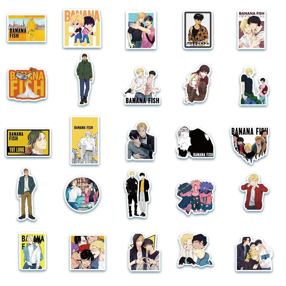 50pcs Anime BANANA FISH Series Graffiti Stickers Suitable for Helmets Desktop Wall Decoration DIY Sticker Pack Wholesale