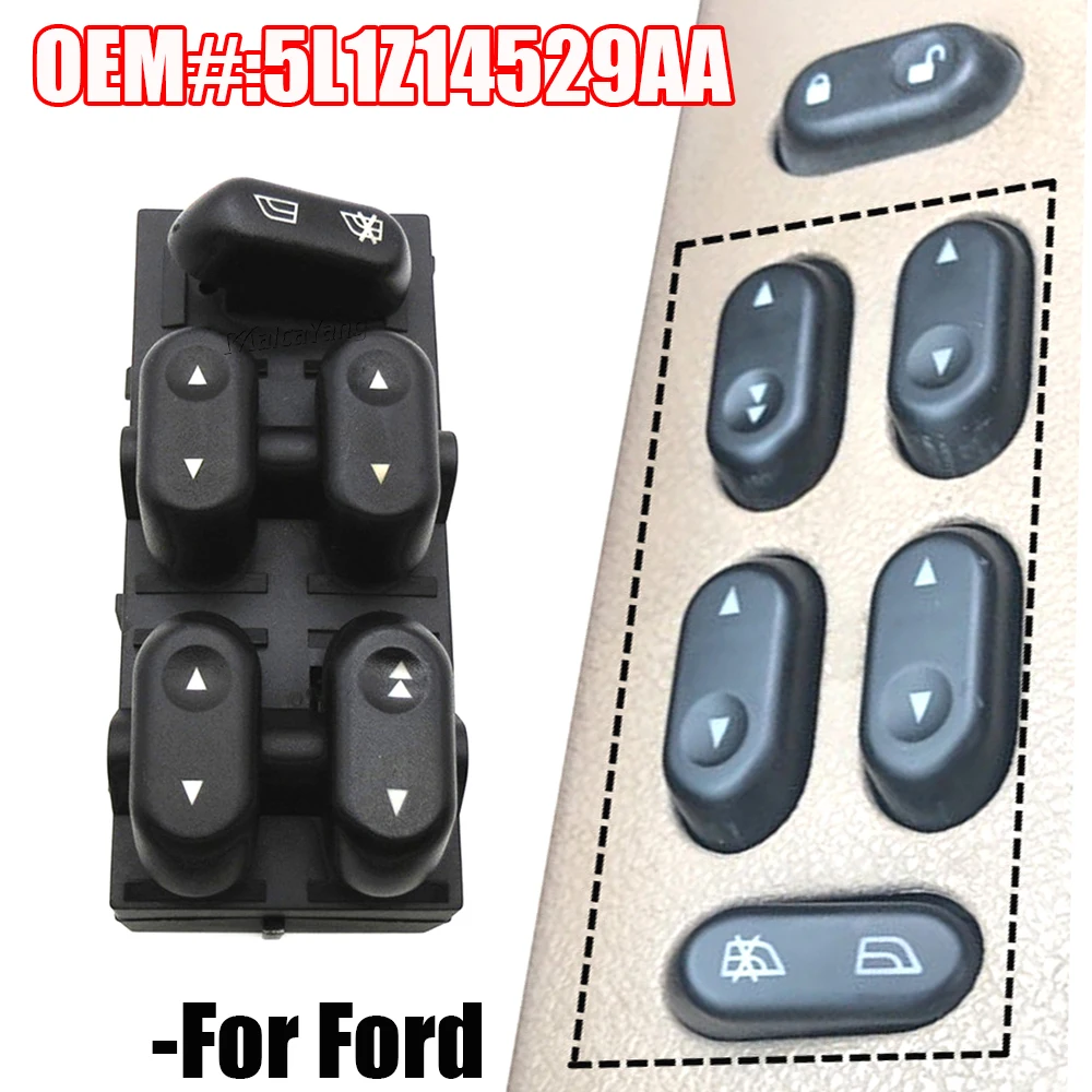 Power Window Switch Regulator Button 5L1Z14529AA For Ford F150 Crown Victoria Expedition Mercury Grand Marquis Lincoln Mark LT