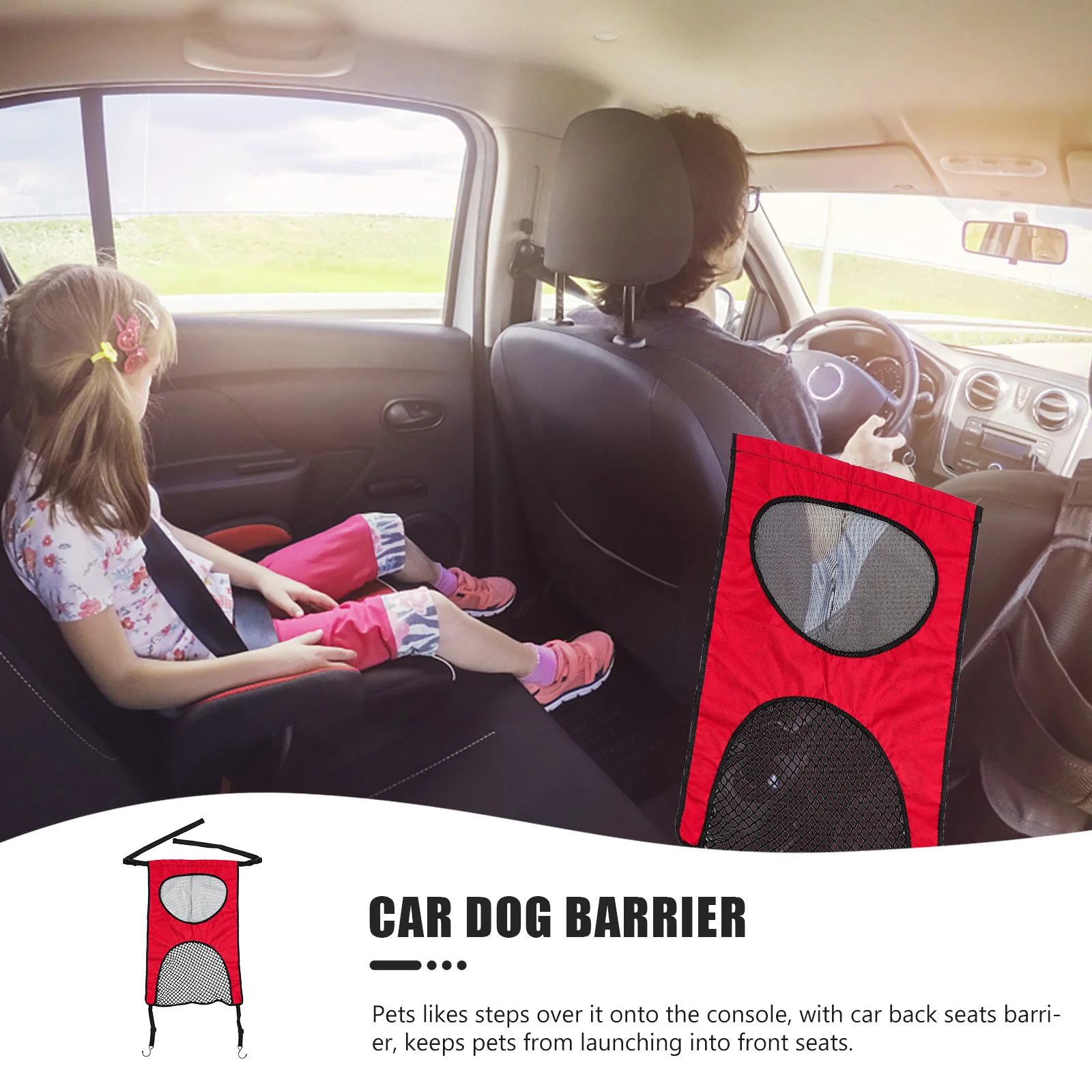 

Car Backseat Protective Pet Barrier Mesh Nylon Adjustable Vehicle Dog Separation Net for Safety Car Dog Barrier