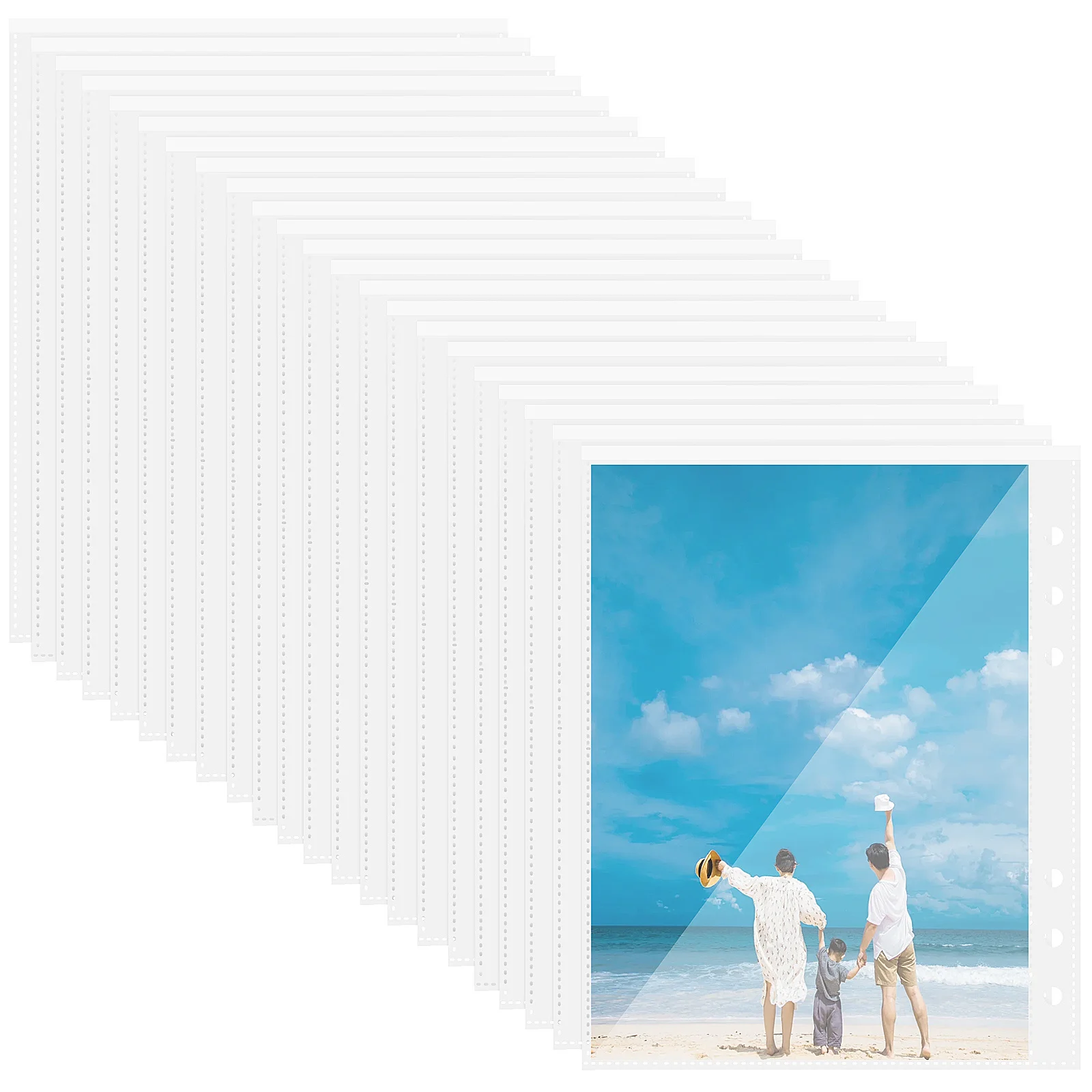 50Pcs Protection Film Transparent Binder Sleeves Clear Document Protectors Open Top for Birth Certificates Office