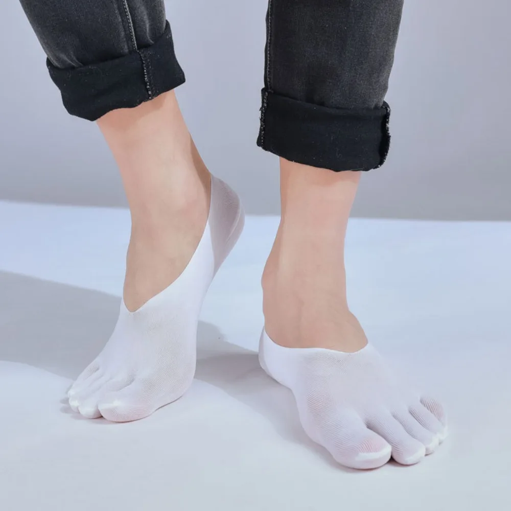 Simple Transparent Men's Five Finger Socks Hollow Short Men's Mesh Five Toes Socks Ultra-thin Low Cut Men