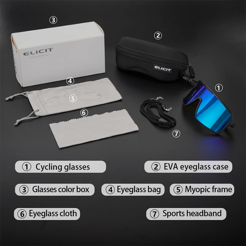 Elicit UV400 Cycling Sunglasses Mountain Bicycle Gafas Glasses For Men Women Photochromic Polarized Clear Anti-fog Lens Can Choo