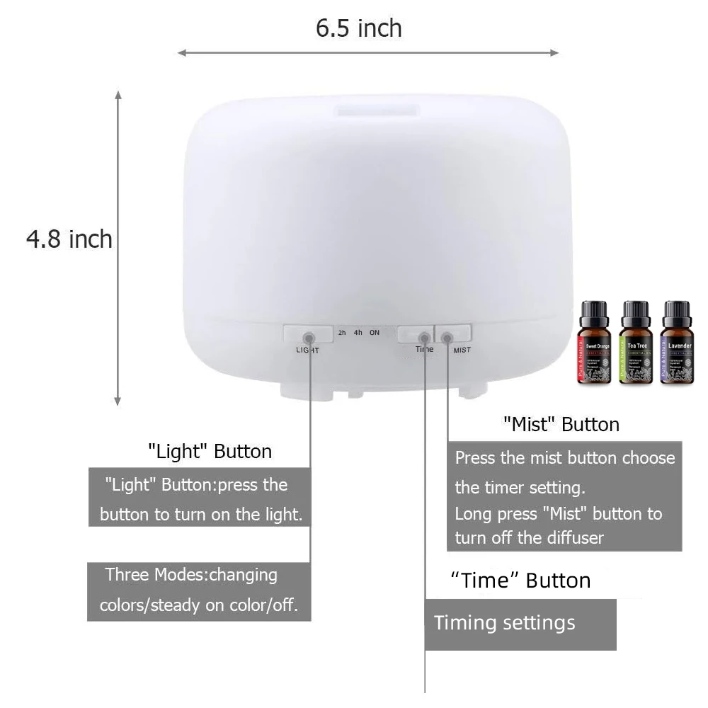 300ML Essential Oil Diffuser Humidifiers Ultrasonic Aromatherapy Diffusers with 3 oils