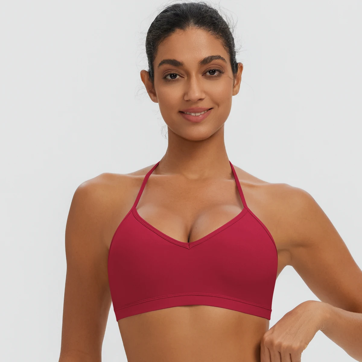 Damen-Sommer-Tanktops, einfarbig, mit Raffung, Yoga-BH, sexy, schöner Rücken, dünne Schulterträger, Sport-BH, Fitness-BH, Lauf-BH – Detail 33