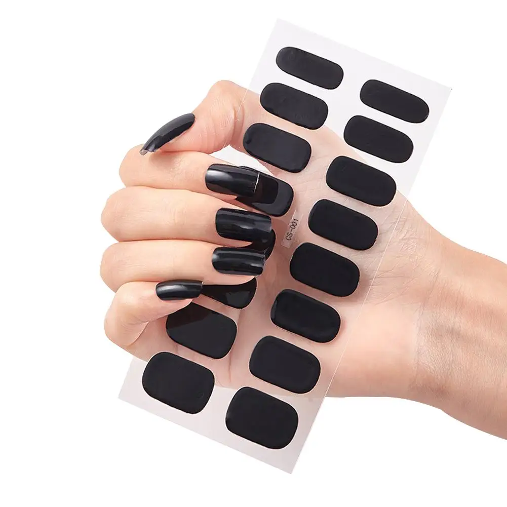 Pegatina de uñas de Gel semicurado, lámpara LED UV de Color puro, autocalcomanías impermeables, manicura duradera, uñas de cobertura completa U6Y4