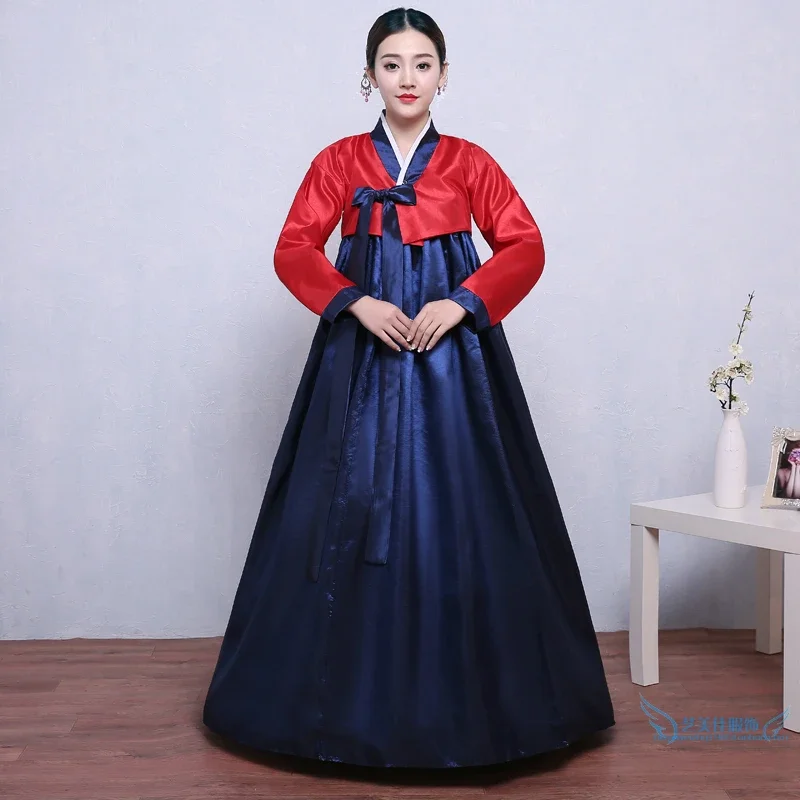 Hanbok Korean Multicolor Traditional Korean Hanbok Dress Female Korean Folk Stage Dance Costume Korea Traditional Costume 한복