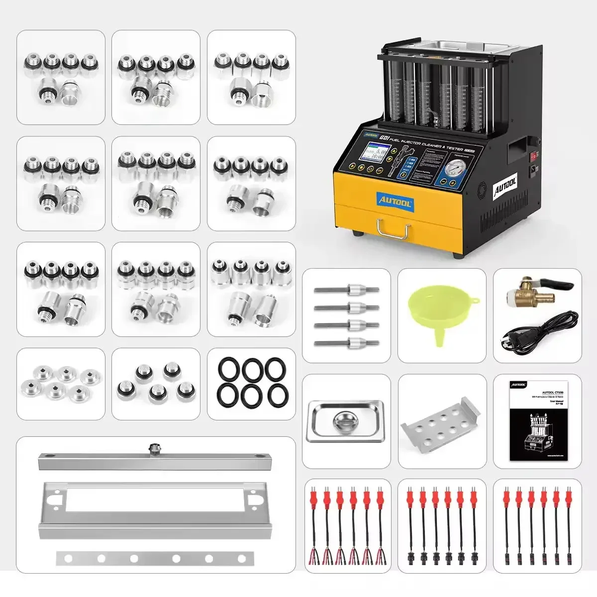 6 Cylinders Fuel Injector Cleaner Tester CT500 GDI Ultrasonic Nozzle Cleaner LCD Display Fuel Injector Cleaning Machine