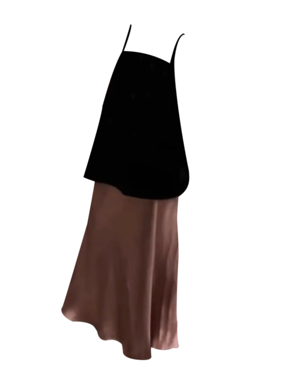 

Faionable Silk Satin Bridesmaid Women's Set Summer Bal Strap Top And A-Line Skirt Two-Piece Ensemble for Young Women