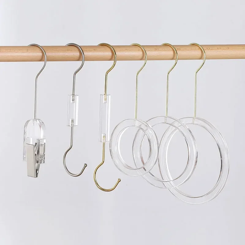 

Transparent Acrylic Scarf Hanger Clothing Store Display Hang Rack Ties Belt Organize Circle Storage Holder Cloth Hanger for Home