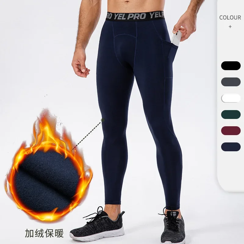 

Men Sports Pants Tracksuit Compression Jogging Pants Tights Gym Leggings Winter Fitness Pocket PRO Running Training Pants