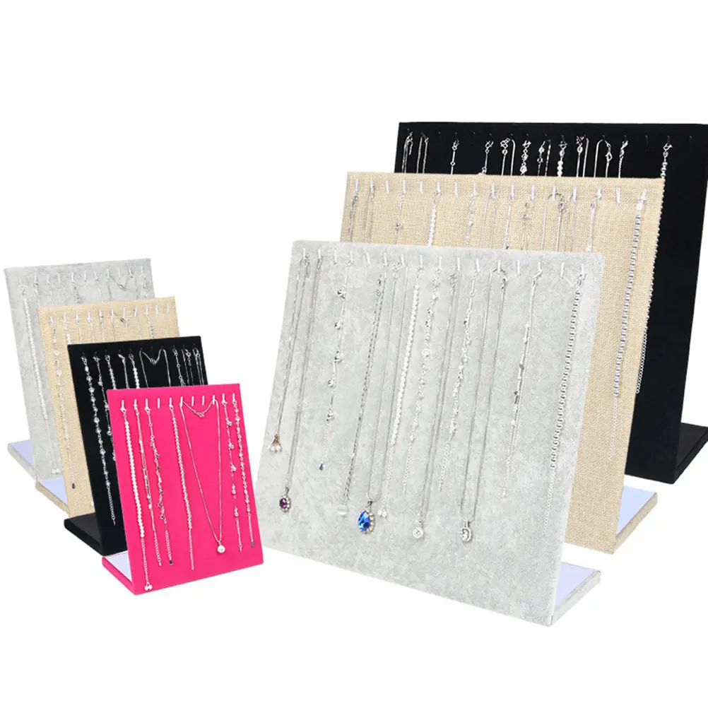 

Fabric-Front Jewelry Display Stand for Necklaces Bracelets Organizer Lightweight Foldable Flat Storage Showcase Holder Black