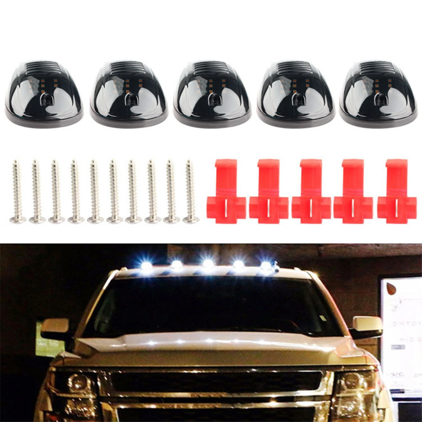 

For Ford F 150 F 350 1980-1997 5pcs 9 LED Amber Cab Marker Roof Light Super Power Pickup Truck Dome Car Signal Mouse Lamp Bulb