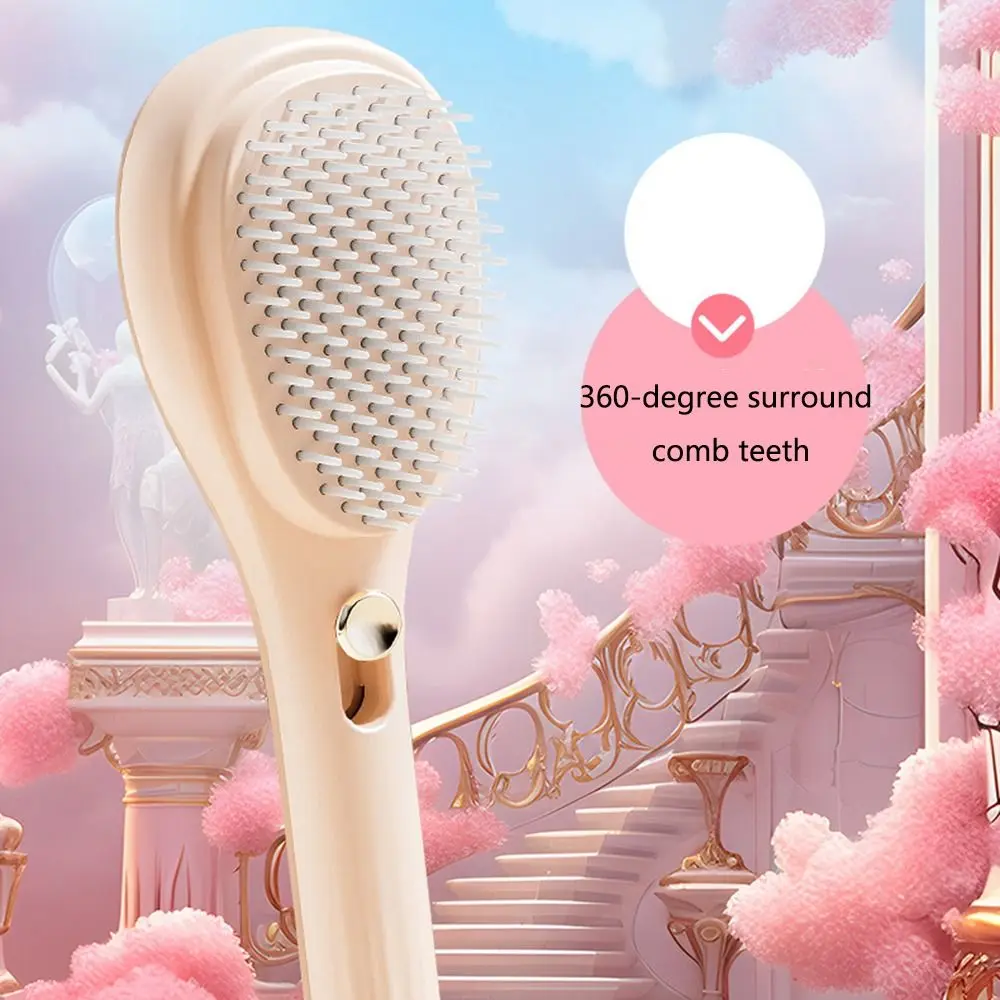 Self-cleaning Portable Retractable Comb Anti-static Hair Scalp Cleaning Women's Massage Comb Ergonomic Handle Soft Comb Teeth