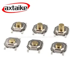 50PCS 4*4*1.5/1.6/1.7/2/2.3/2.5/3/3.5/4.3mm 4Pin SMD SMT Copper Waterproof Tactile Tact Push Button Micro Switch Momentary