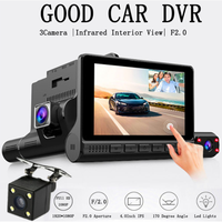 4 Inch Touch Screen Car Video Recorder Dash Cam Blcak Box IPS 1080P HD Car Mirror Recorder DVR 3 Lens Dash Camera Cars Camcorder