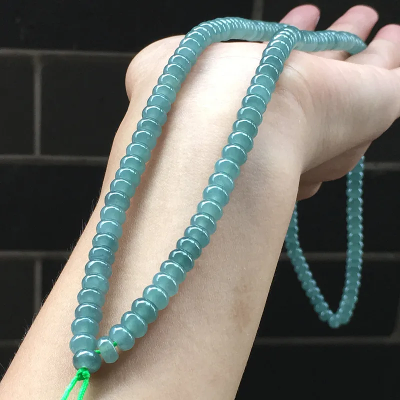 a Ice-like Blue Water Abacus Beads Jade Necklace Bracelet Sweater Chain Pendant